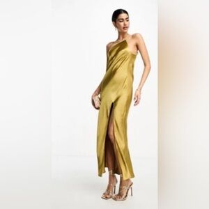 Elegant Gold Satin Dress